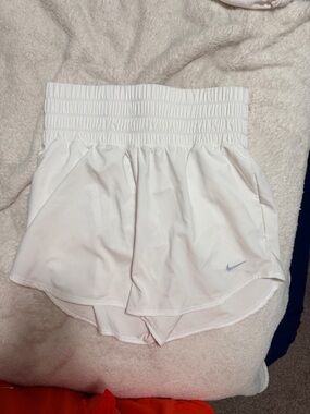 Nike White Smocked Waist Running Shorts